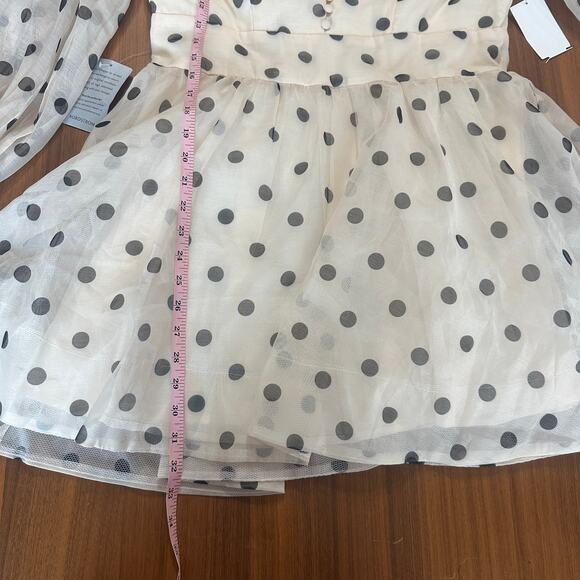 Bardot Eva Mini Dress, Polka Dot Nude Spot, Revolve, Coquette, Retro, size 10 - Picture 10 of 12